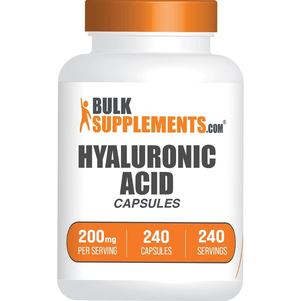 BulkSupplements Hyaluronic Acid Capsules front bottle view with 200mg dosage label