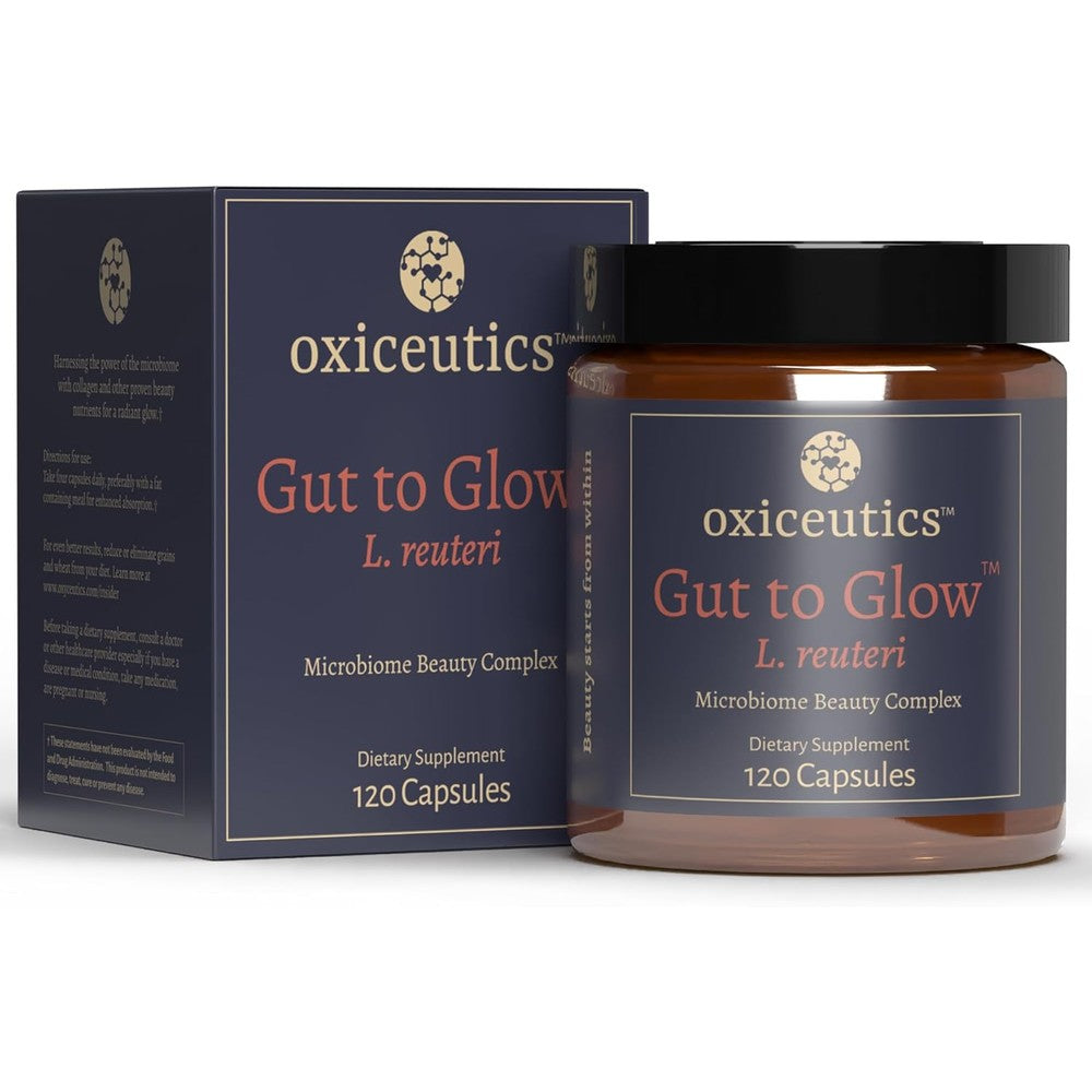 Oxiceutics Gut to Glow L Reuteri Probiotics front view