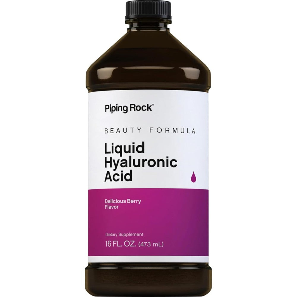 Piping Rock Liquid Hyaluronic Acid Supplement Berry 16 Fluid Ounce front bottle view