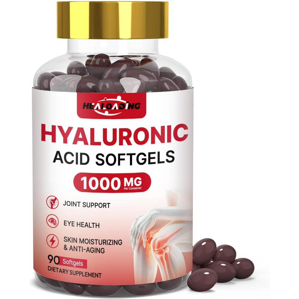 Healoading Hyaluronic Acid 1000mg Softgels front view bottle