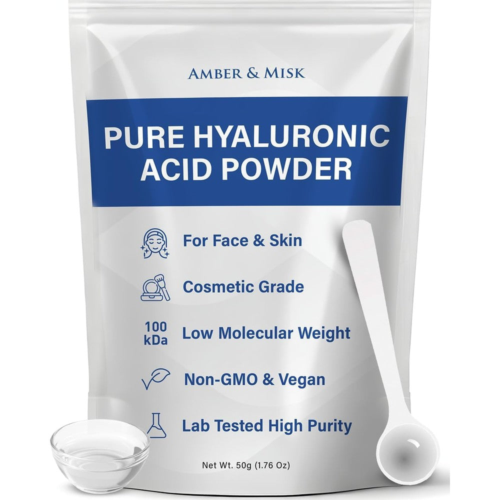 Amber And Misk Pure Hyaluronic Acid Powder Front Pouch