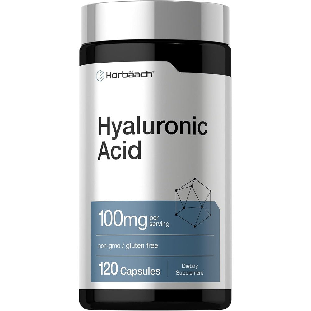 Horbäach Hyaluronic Acid 100mg 120 Capsules front product bottle view