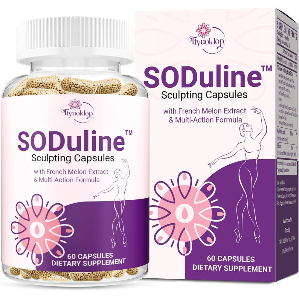 Tiyuoklop Anti Cellulite Supplement SODuline Sculpting Capsules front view bottle for skin firming
