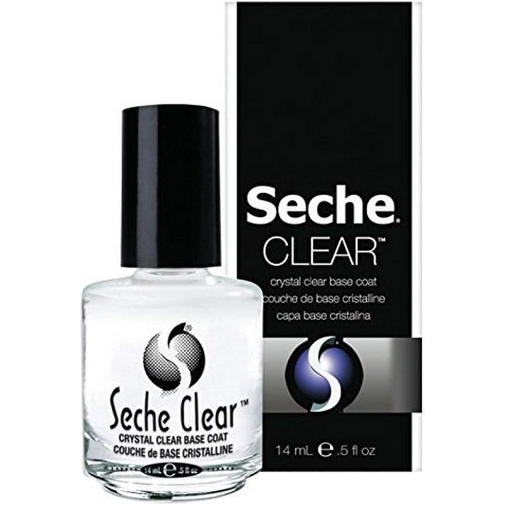 Seche Clear Crystal Base Coat Nail Polish front view bottle for chip resistant manicure preparation