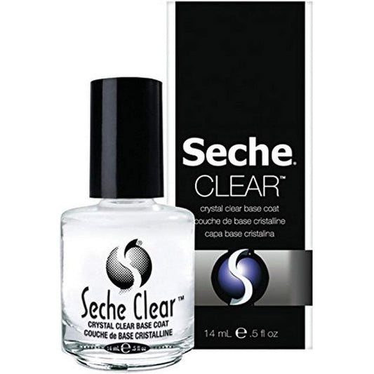 Seche Clear Crystal Base Coat Nail Polish front view bottle for chip resistant manicure preparation
