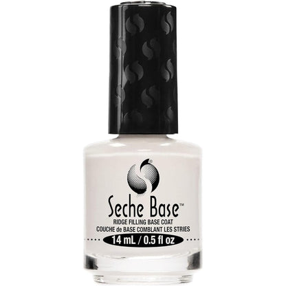 Seche Clear Base Coat front view bottle showing turquoise label on clear glass