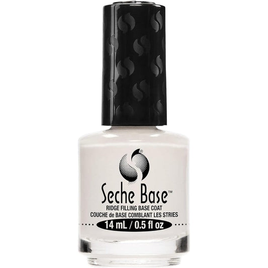 Seche Clear Base Coat front view bottle showing turquoise label on clear glass
