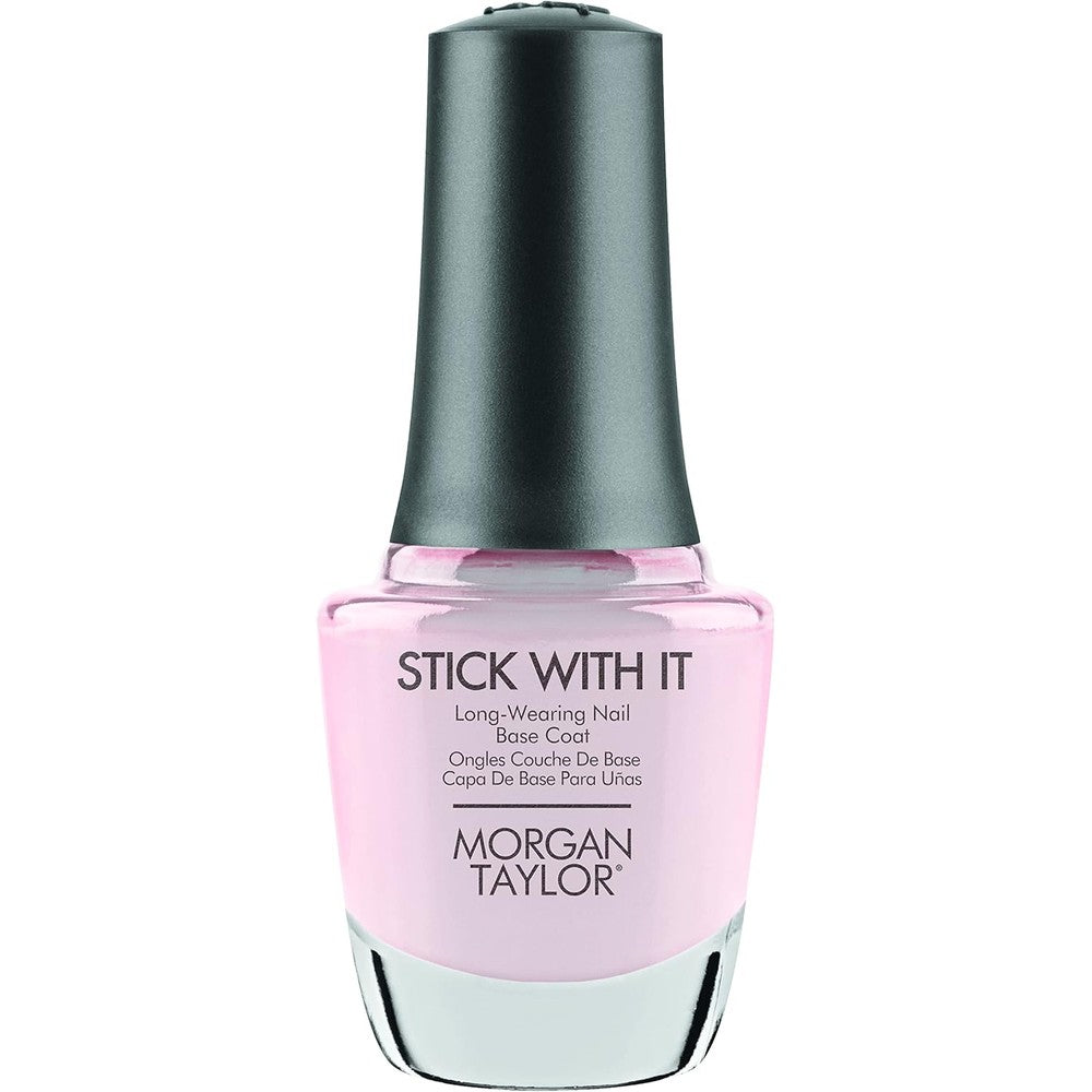 Morgan Taylor Stick With It Long Wear Base Coat front view bottle showing professional wide brush design