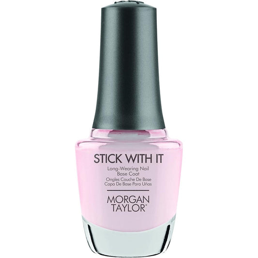 Morgan Taylor Stick With It Long Wear Base Coat front view bottle showing professional wide brush design