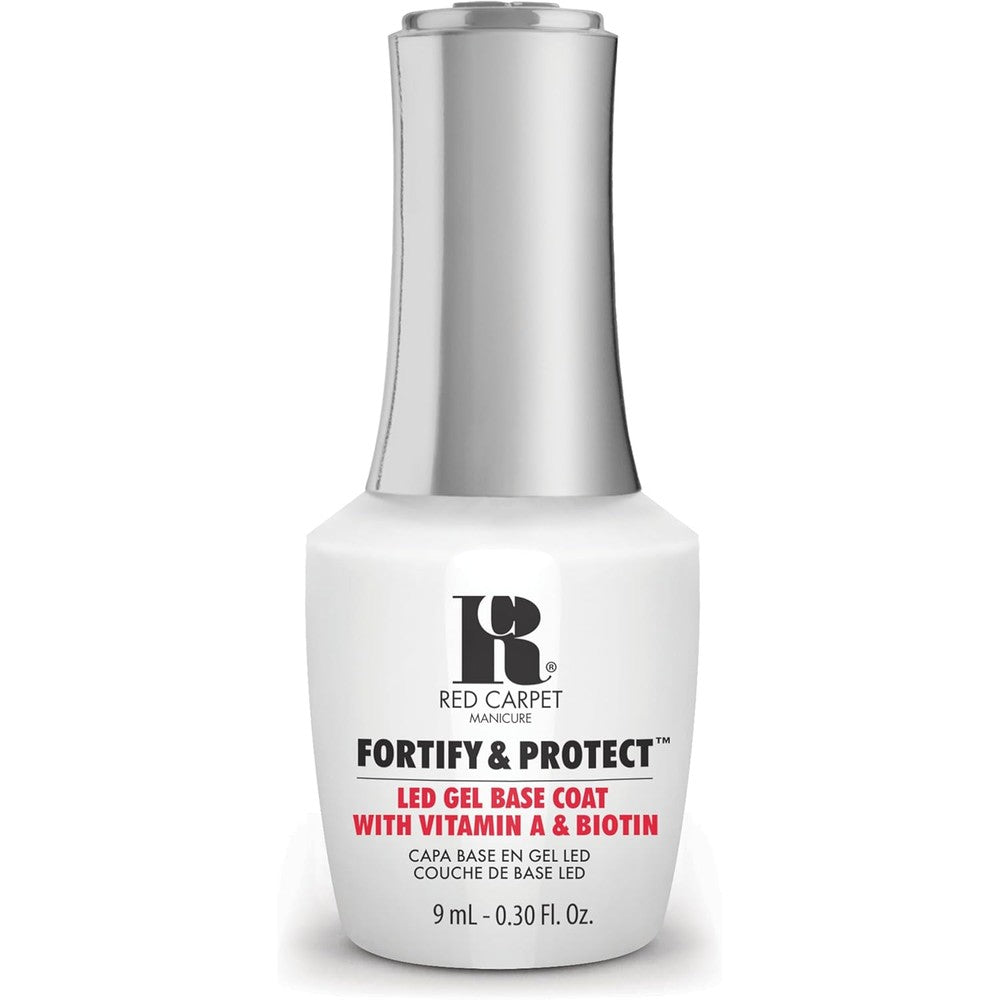 RC Red Carpet Manicure Fortify and Protect LED Gel Base Coat 9ml front view bottle