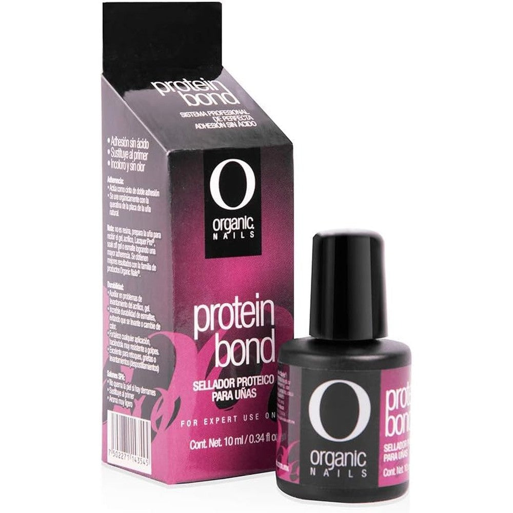 Organic Nails Protein Bond non acid strong primer 10ml bottle front view for professional nail preparation