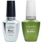 Cuccio professional LED and UV universal base and builder duo set front view bottles