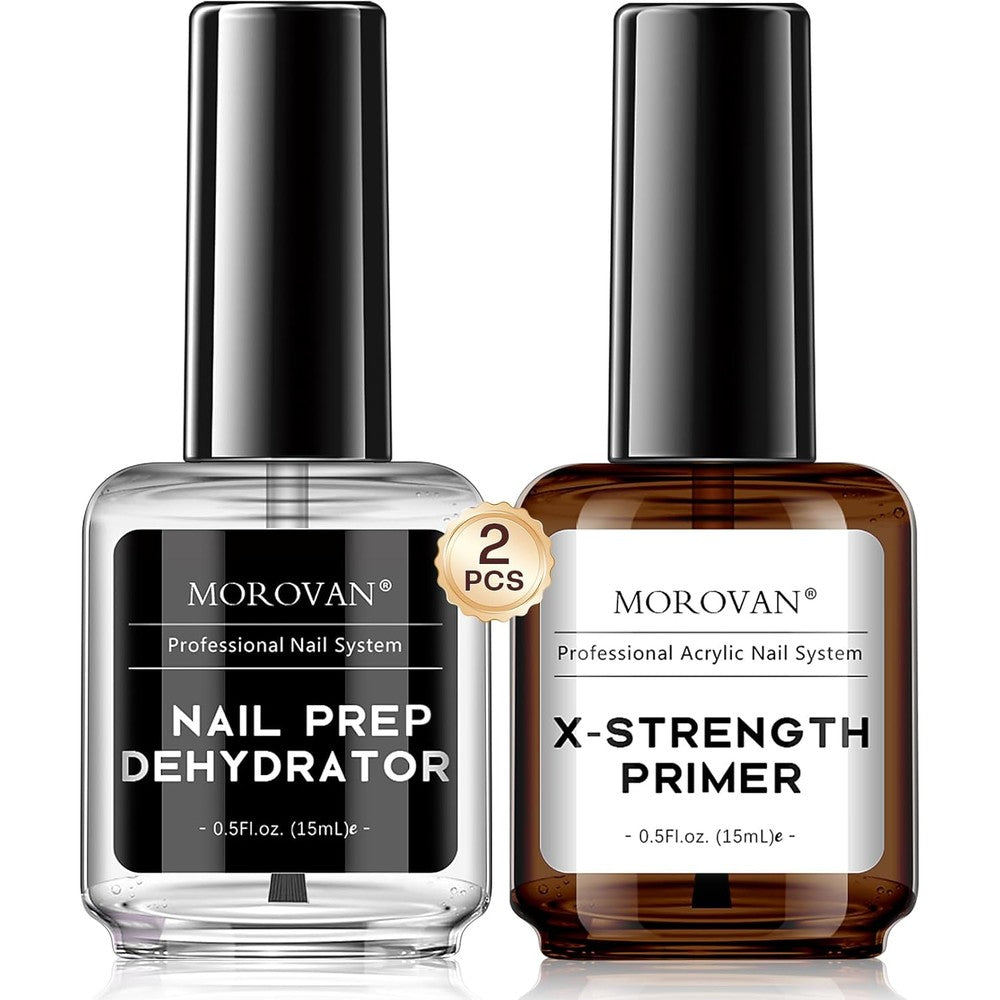 Morovan Nail Prep Dehydrator and X-Strength Primer professional two piece set front view