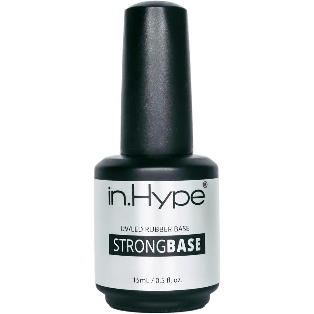 IN.HYPE HEMA-free Strong Rubber Base Coat 15ml front view showing professional salon packaging.