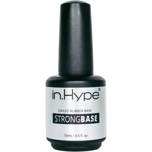 IN.HYPE HEMA-free Strong Rubber Base Coat 15ml front view showing professional salon packaging.