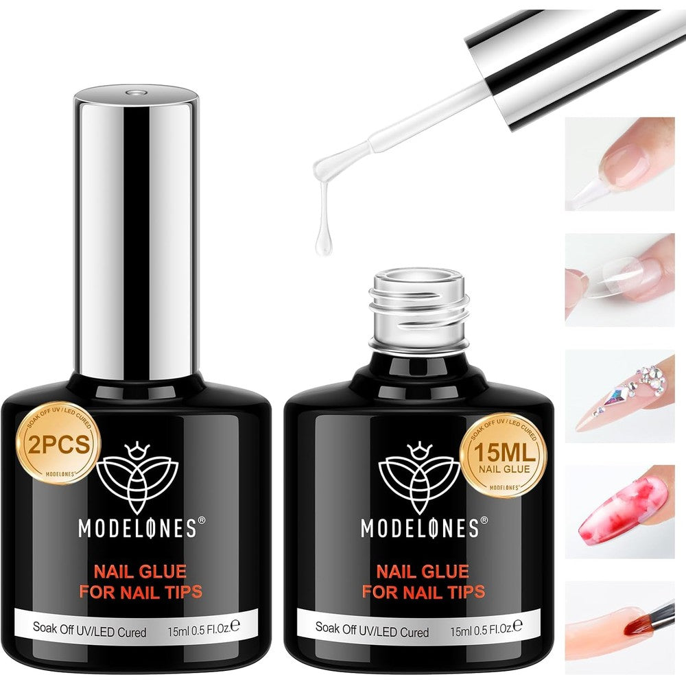 Modelones 10 in 1 gel nail glue bottle front view for professional manicures