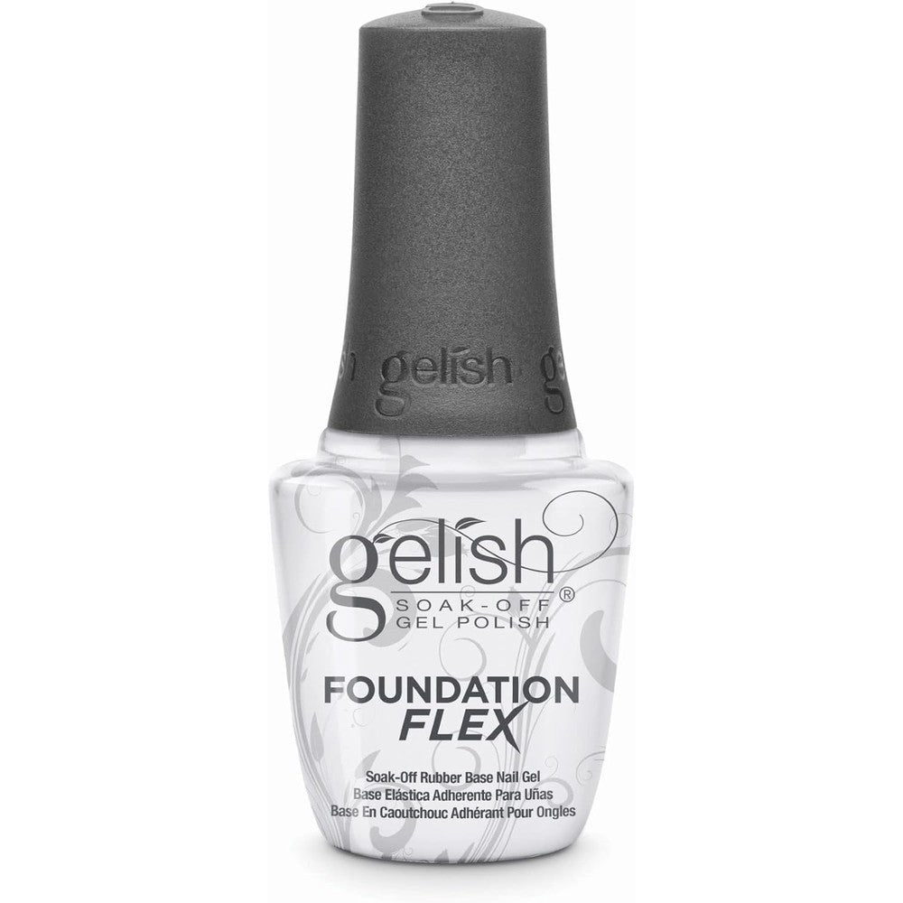Gelish Foundation Flex clear rubber base coat salon bottle front view