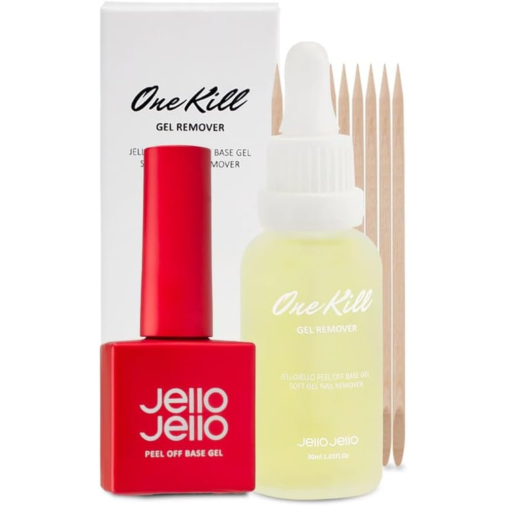 Jello Jello Peel Off Base Gel and One Kill Remover Set front view on white background