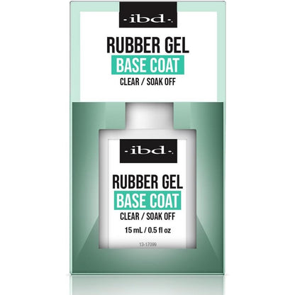 IBD Rubber Base Gel clear nail polish bottle front view showing product labeling