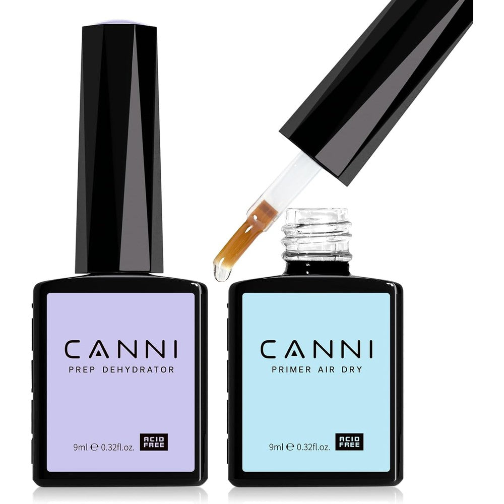 CANNI Acid Free Nail Dehydrator and Primer Set front view showing the two signature bottles.
