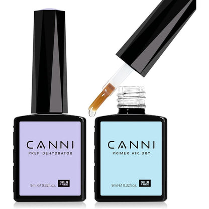 CANNI Acid Free Nail Dehydrator and Primer Set front view showing the two signature bottles.