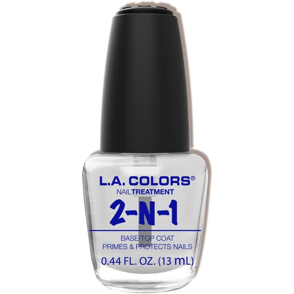 L.A. COLORS 2-in-1 Base and Top Coat Treatment CNP602 clear bottle front view authentic imported nail primer
