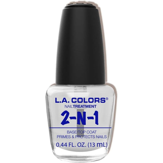 L.A. COLORS 2-in-1 Base and Top Coat Treatment CNP602 clear bottle front view authentic imported nail primer