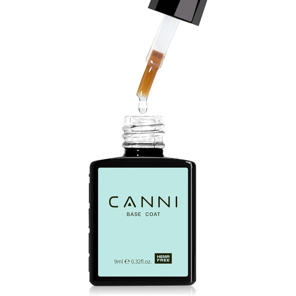 CANNI Gel Base Coat front view of 9ml bottle displaying HEMA-free label