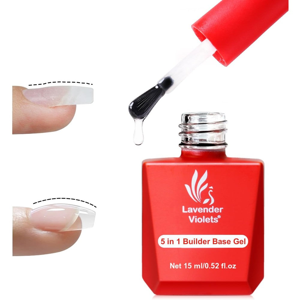 Lavender Violets Builder Base Coat 15ml clear glass bottle front view showing the product label
