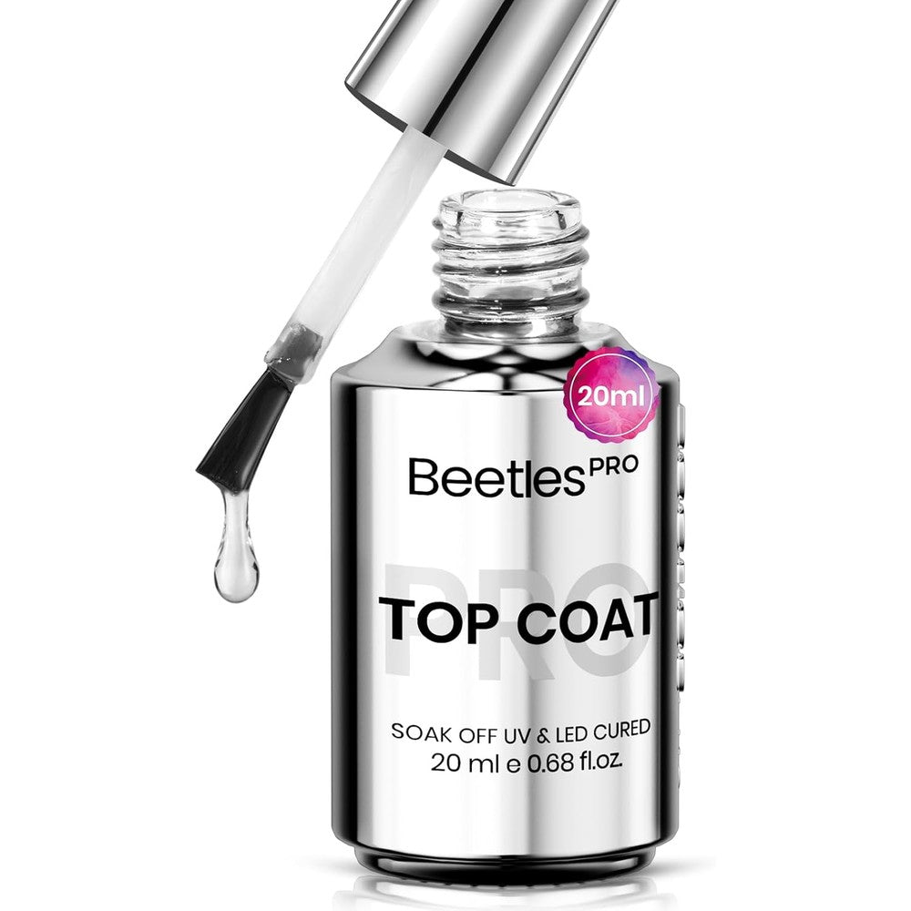 Beetles Gel Polish Pro Gel Top Coat 20ml bottle front view for professional salon manicure