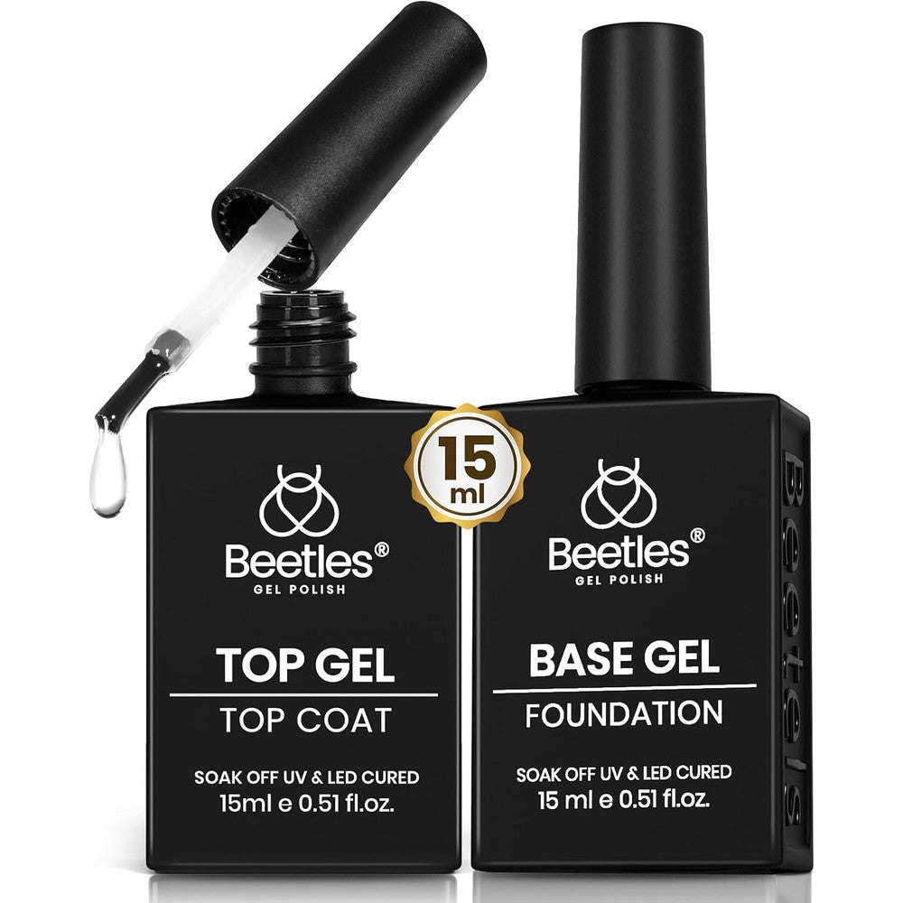 Beetles Gel Polish no wipe top coat and base coat two piece set front view