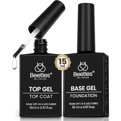 Beetles Gel Polish no wipe top coat and base coat two piece set front view