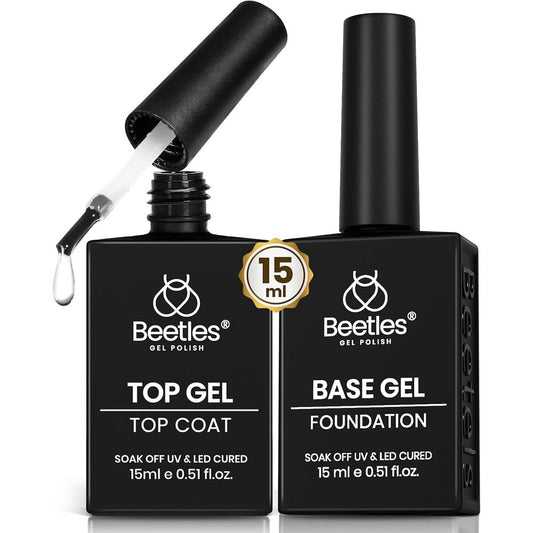 Beetles Gel Polish no wipe top coat and base coat two piece set front view