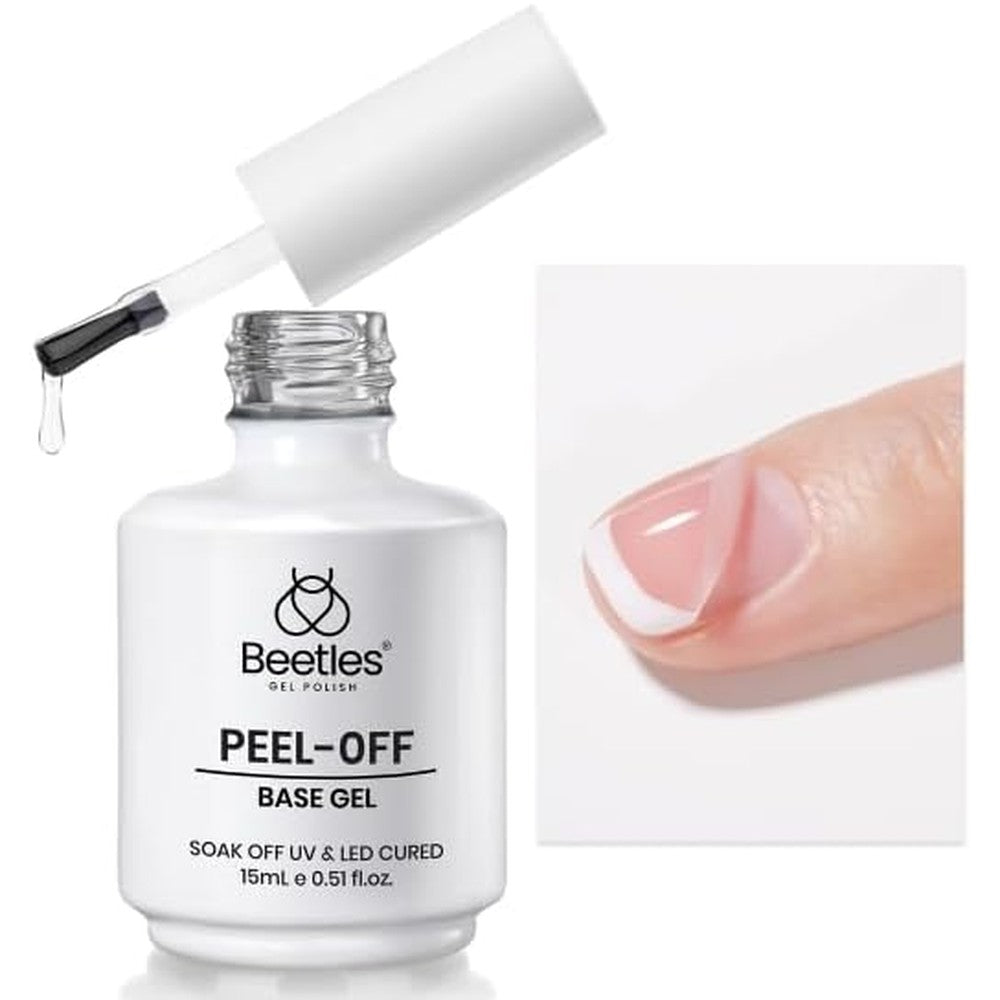 Beetles Gel Polish Peel Off Gel Base Coat front view bottle for salon quality manicures.