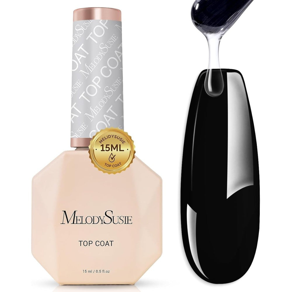 MelodySusie Top Coat clear bottle front view with high gloss finish packaging
