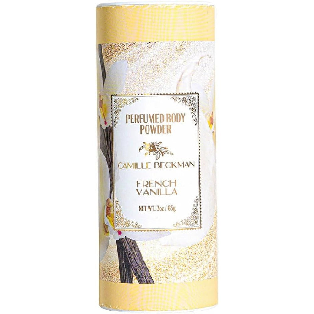 Camille Beckman Perfumed Body Powder French Vanilla front view container