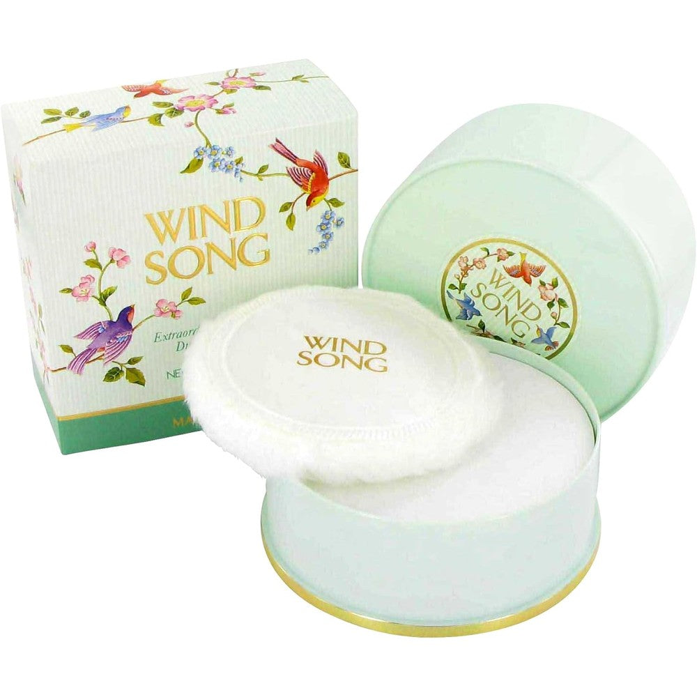 Prince Matchabelli Wind Song Dusting Powder box front view vintage floral perfumed body powder for women