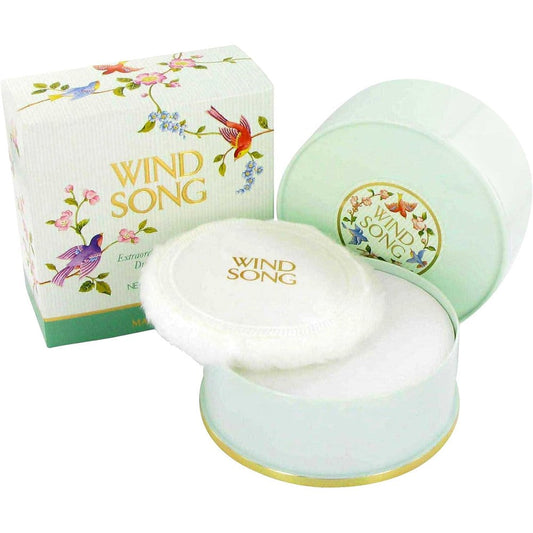 Prince Matchabelli Wind Song Dusting Powder box front view vintage floral perfumed body powder for women