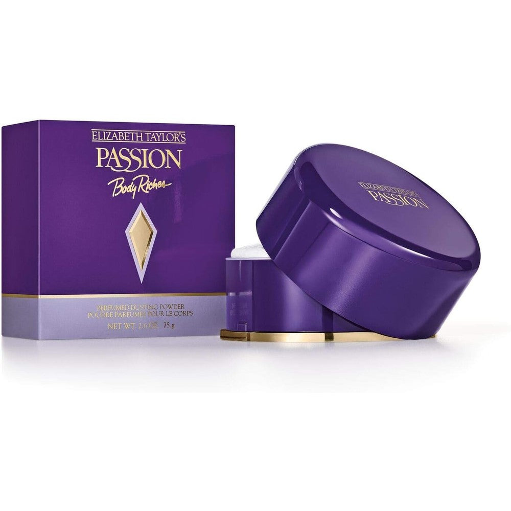 Elizabeth Taylor Passion Fragrance Dusting Powder front view premium packaging
