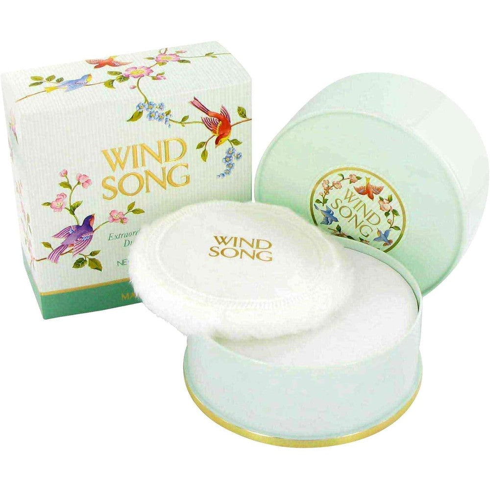 Prince Matchabelli Wind Song Perfumed Dusting Powder box and puff front view