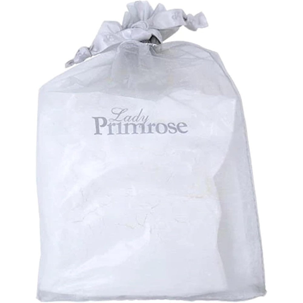 Lady Primrose Tryst Diamond Dusting Silk Pouch 3 Ounce front view of luxury imported body powder sachet