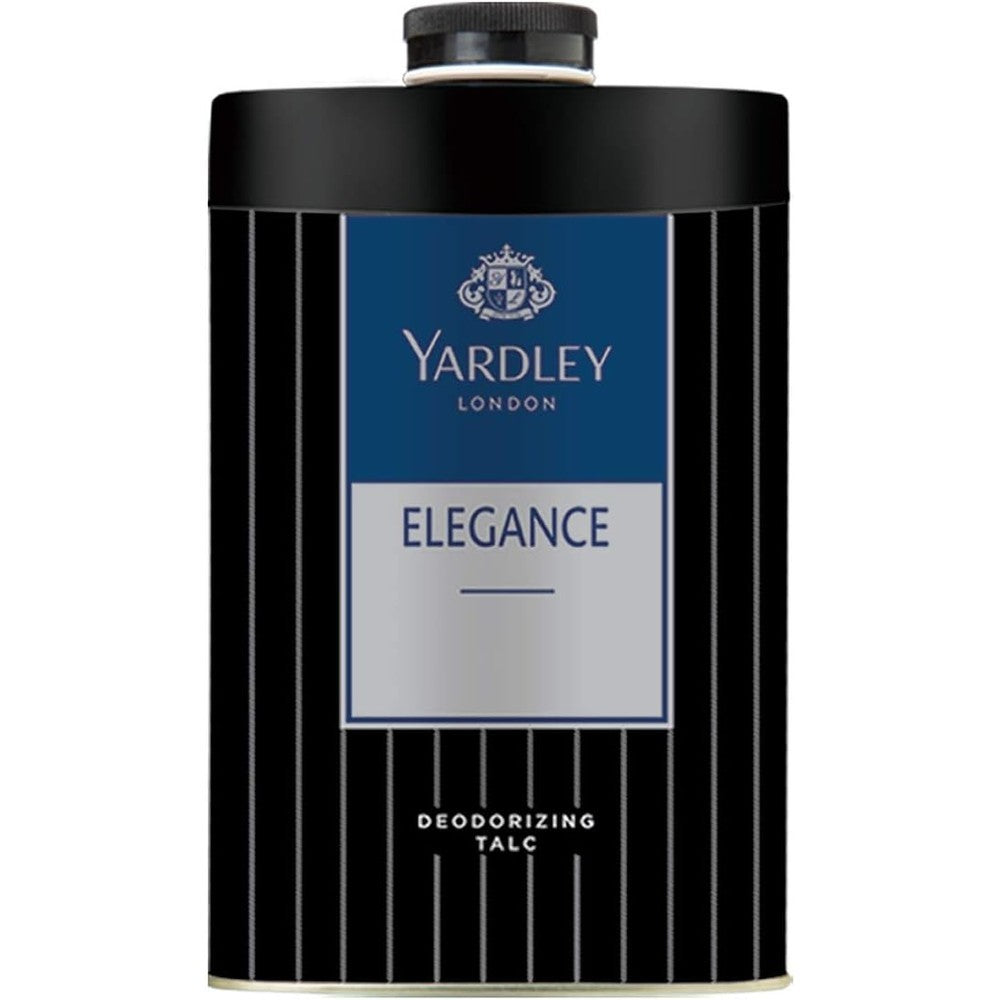 Yardley London Elegance Deodorizing Talc for Men 100g front view premium men talcum powder