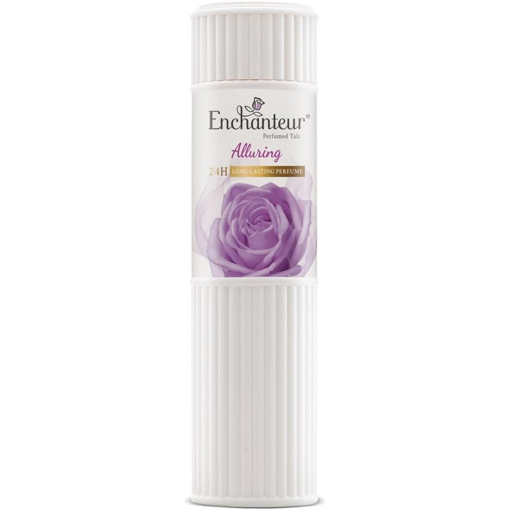 Enchanteur Alluring Perfumed Talc 100g front view premium imported fragrance powder for women