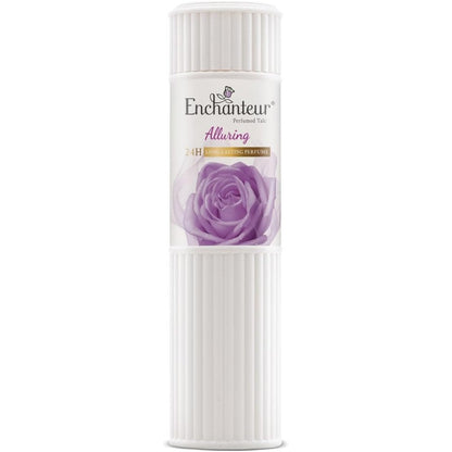 Enchanteur Alluring Perfumed Talc 100g front view premium imported fragrance powder for women