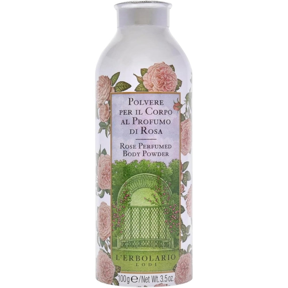 L'Erbolario Rose Perfumed Body Powder front view package packaging