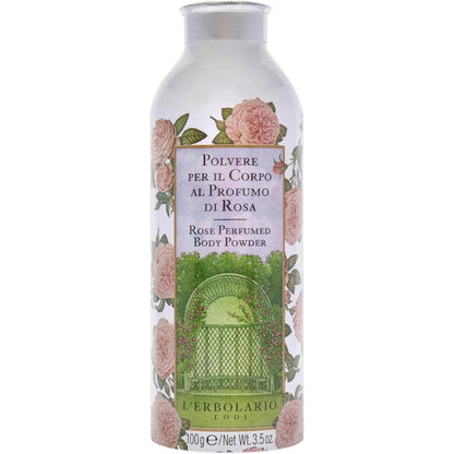 L'Erbolario Rose Perfumed Body Powder front view package packaging