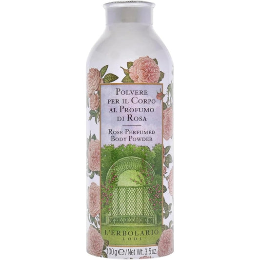 L'Erbolario Rose Perfumed Body Powder front view package packaging