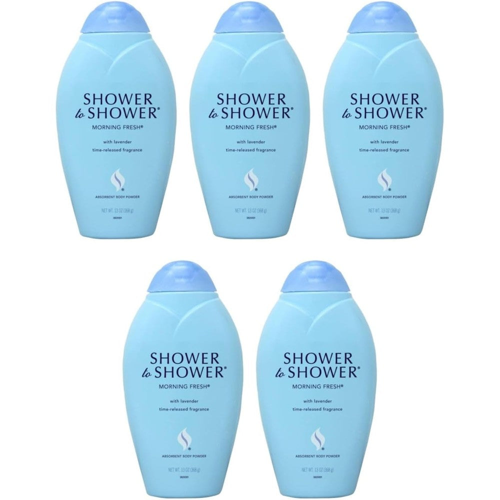 Shower to Shower Morning Fresh Absorbent Body Powder front view thirteen ounce bottle