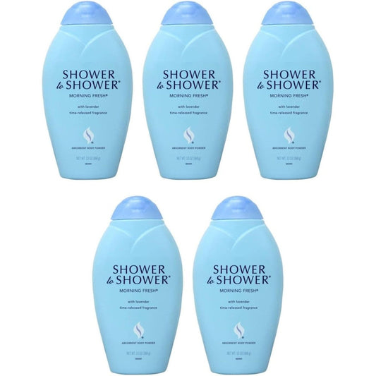 Shower to Shower Morning Fresh Absorbent Body Powder front view thirteen ounce bottle