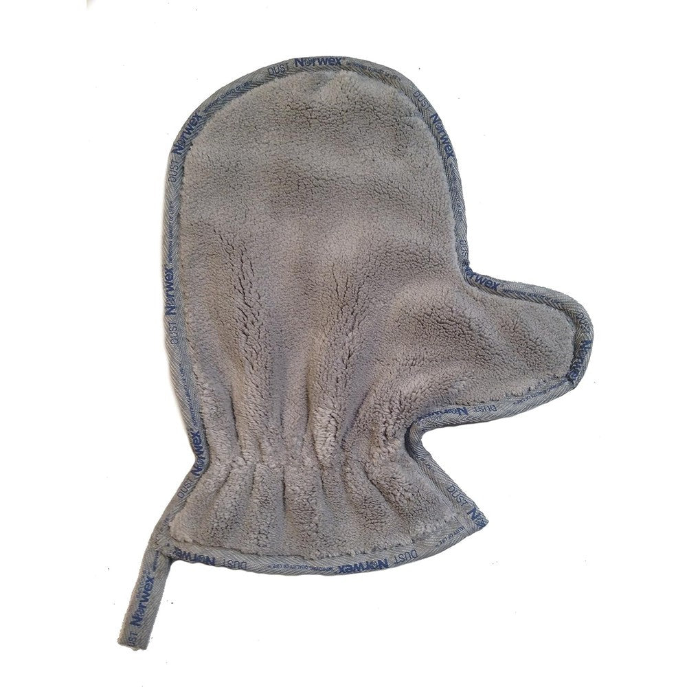 Norwex Microfiber Dusting Mitt in Graphite front view showing the plush high pile cleaning texture.
